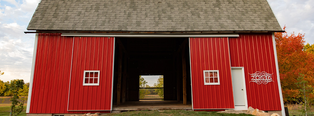red barn open door